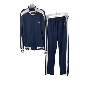 Polo Ralph Lauren Track Suit Jacket Pants Tennis Racquet Big Pony Blue Size M L
